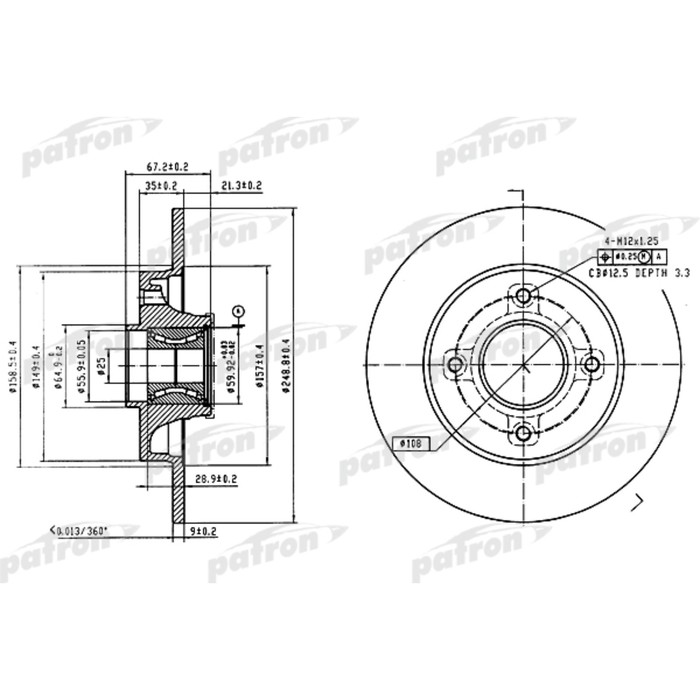 Диск тормозной Patron PBD7011