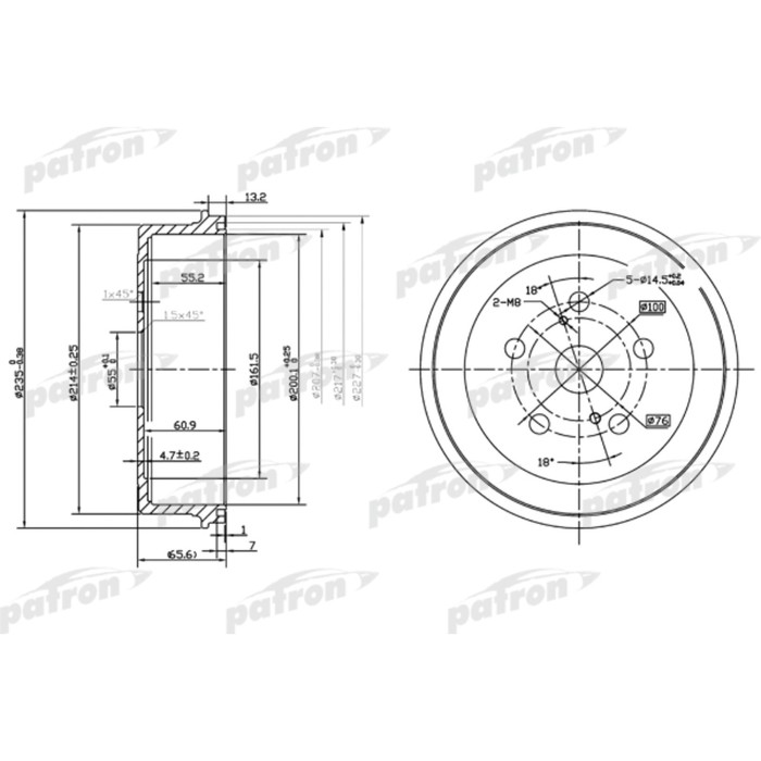 Барабан тормозной Patron PDR1182