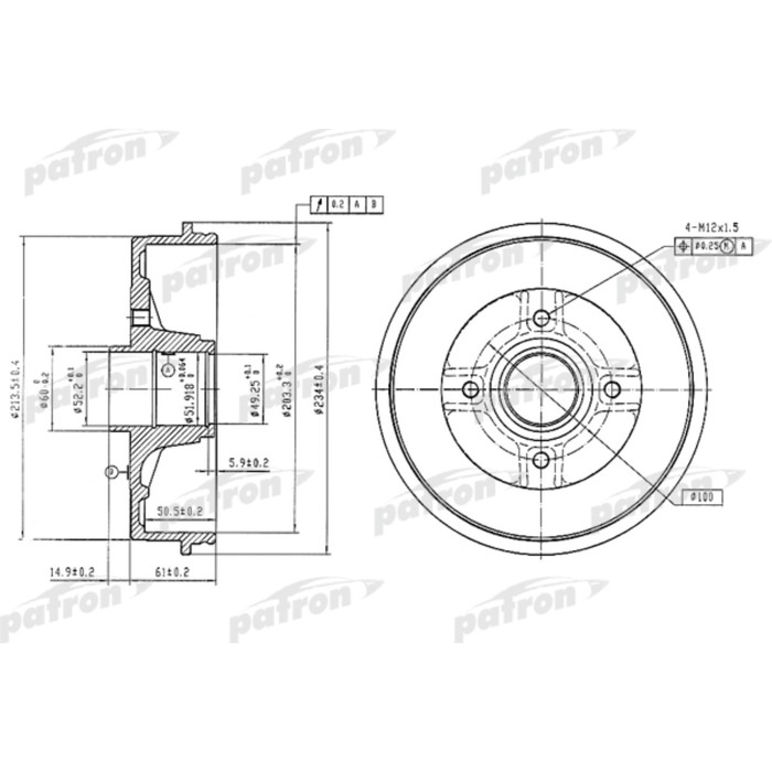 Барабан тормозной Patron PDR1347