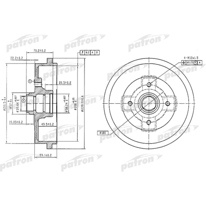 Барабан тормозной Patron PDR1404