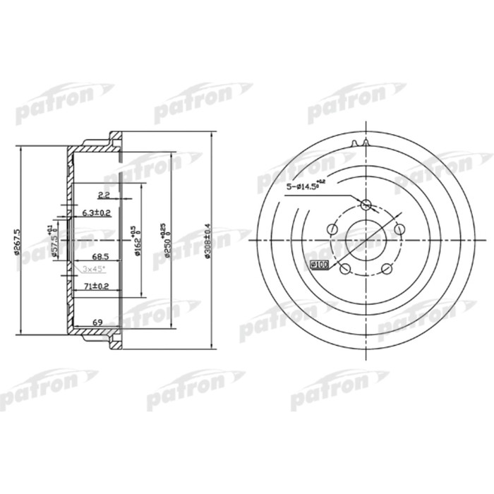 Барабан тормозной Patron PDR1479