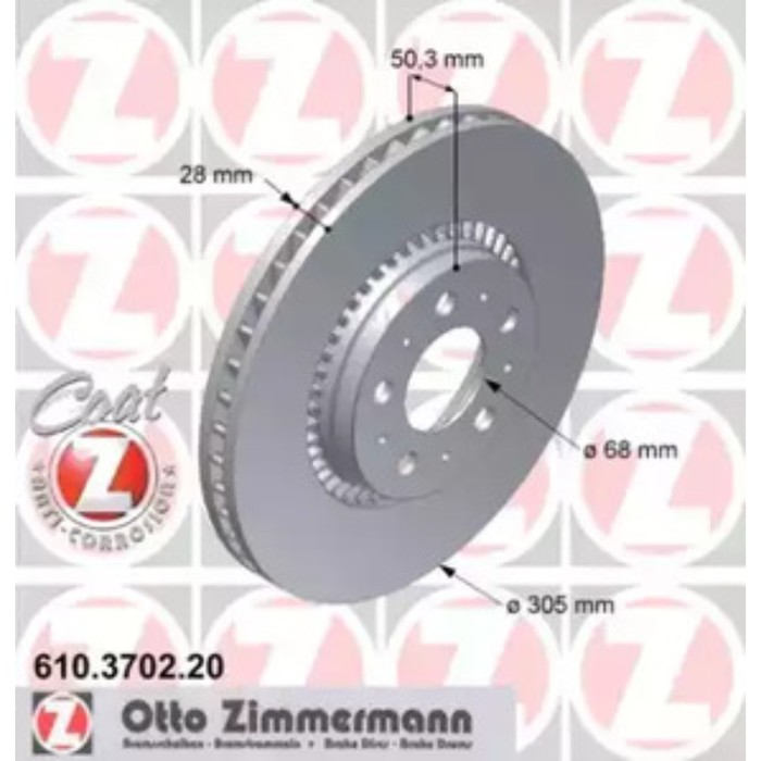 Диск тормозной ZIMMERMANN 610.3702.20