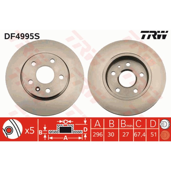 Диск тормозной TRW DF4995S