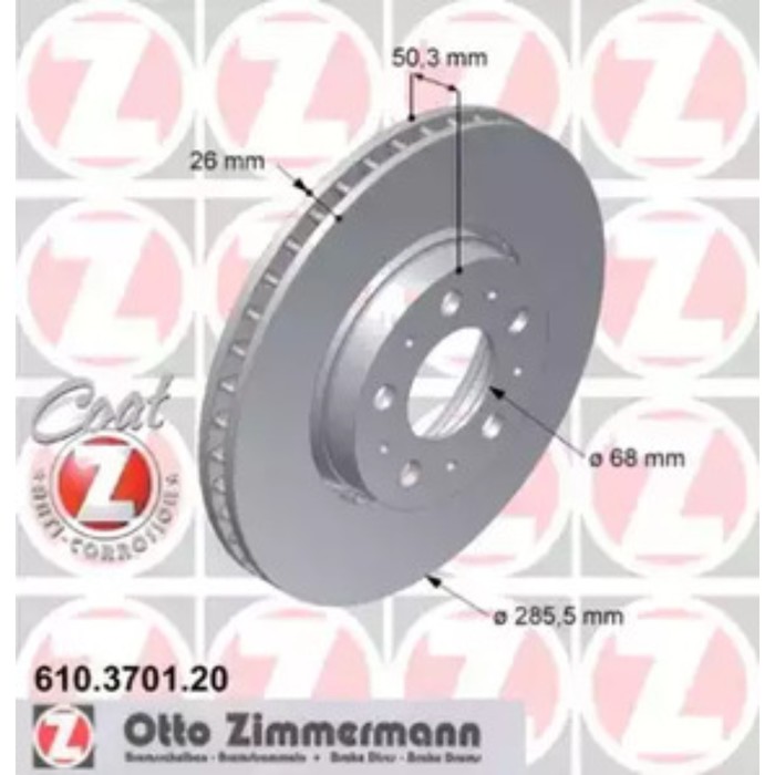 Диск тормозной ZIMMERMANN 610.3701.20