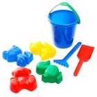 Набор для игры в песке №1: ведёрко, 4 формочки для песка, грабельки, лопатка, МИКС - фото 108190545