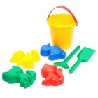 Набор для игры в песке №1: ведёрко, 4 формочки для песка, грабельки, лопатка, МИКС - фото 108190547