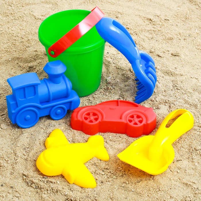 Набор для игры в песке №47: ведёрко, 3 формочки, грабельки, лопатка
