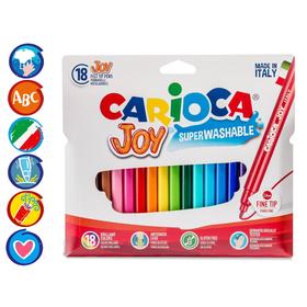 Фломастеры 18 цветов Carioca "Joy" 2.6 мм, смываемые, картон, европодвес