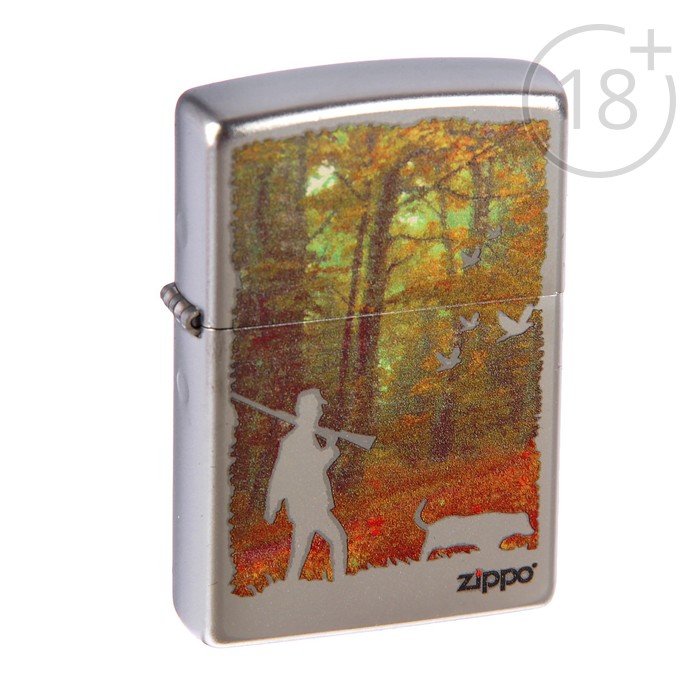 Зажигалка ZIPPO 205 HUNTING с покрытием Satin Chrome