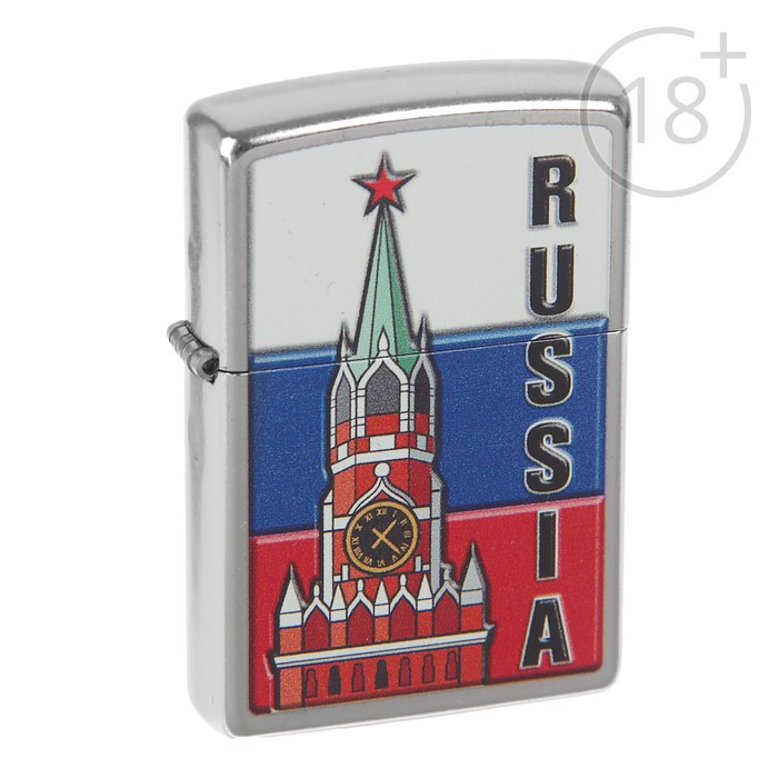 Зажигалка ZIPPO 207 KREMLIN FLAG RUSSIA с покрытием Street Chrome