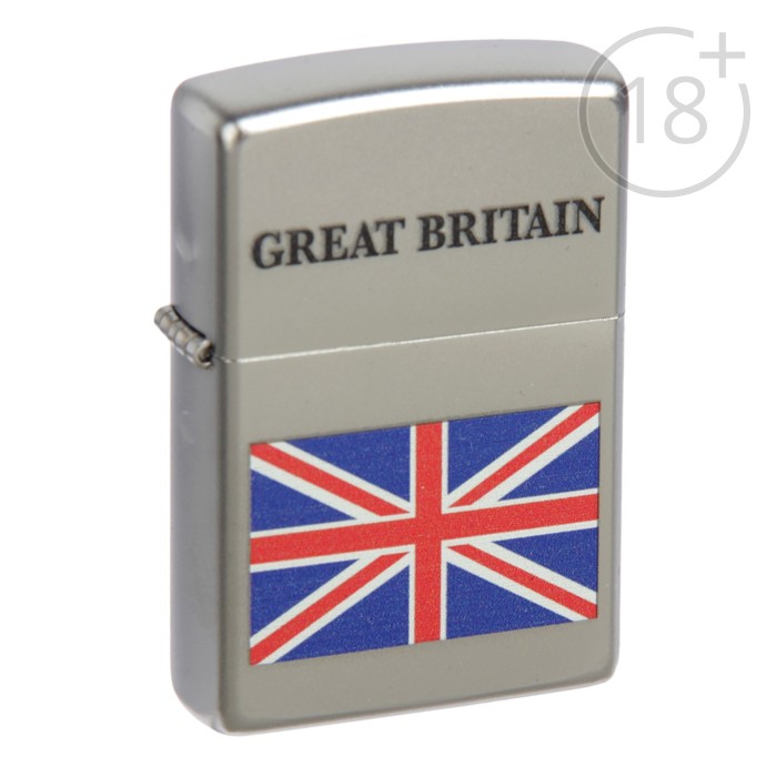 Зажигалка ZIPPO 205 UNION JACK FLAG с покрытием Satin Chrome