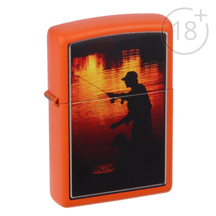 Зажигалка ZIPPO 231 FISHING с покрытием Orange Matte