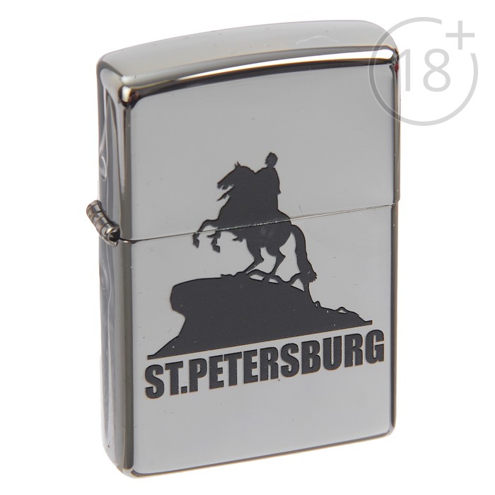 Зажигалка ZIPPO 150 ST PETERSBURG Медный всадник с покрытием Black Ice