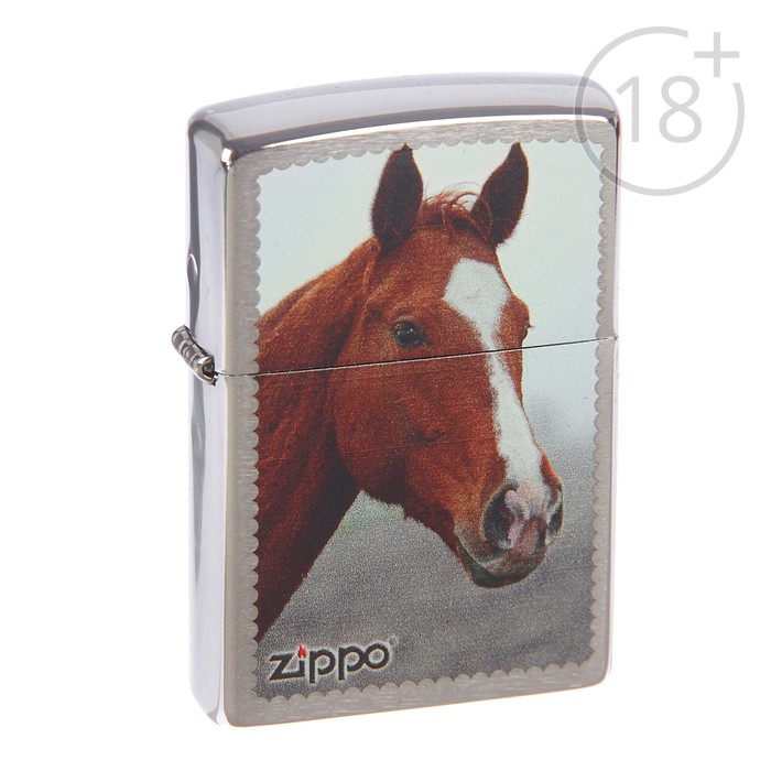 Зажигалка ZIPPO 200 HORSE HEAD с покрытием Brushed Chrome