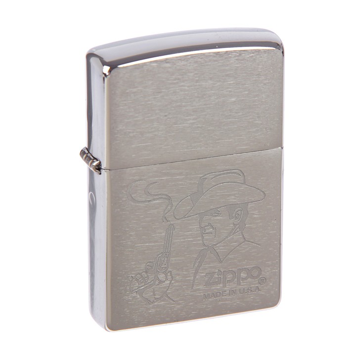 Зажигалка ZIPPO 200 Cowboy с покрытием Brushed Chrome