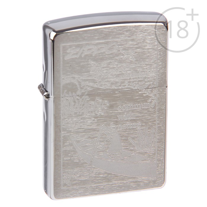 Зажигалка ZIPPO 200 Row Boat с покрытием Brushed Chrome