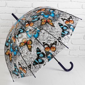 Зонт - трость полуавтоматический «Бабочки», 8 спиц, R = 43 см