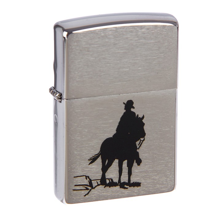 Зажигалка ZIPPO 200 Bronco Cowboy с покрытием Brushed Chrome