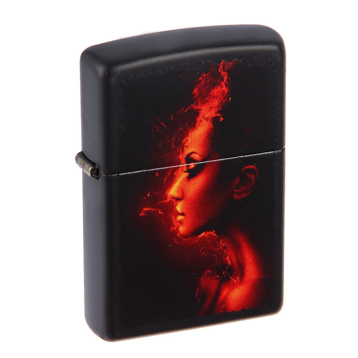 Зажигалка ZIPPO 218 BURNING WOMAN с покрытием Black Matte