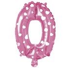 Foil balloon 16" Digit is 0, the color pink, hearts