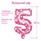 Шар фольгированный 32" Цифра 5, сердца, индивидуальная упаковка, цвет розовый 2769711 - фото 5696821