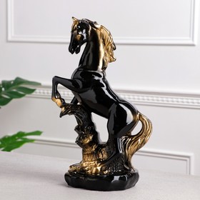 Сувенир "Конь на дыбах", чёрный, 38 см, микс
