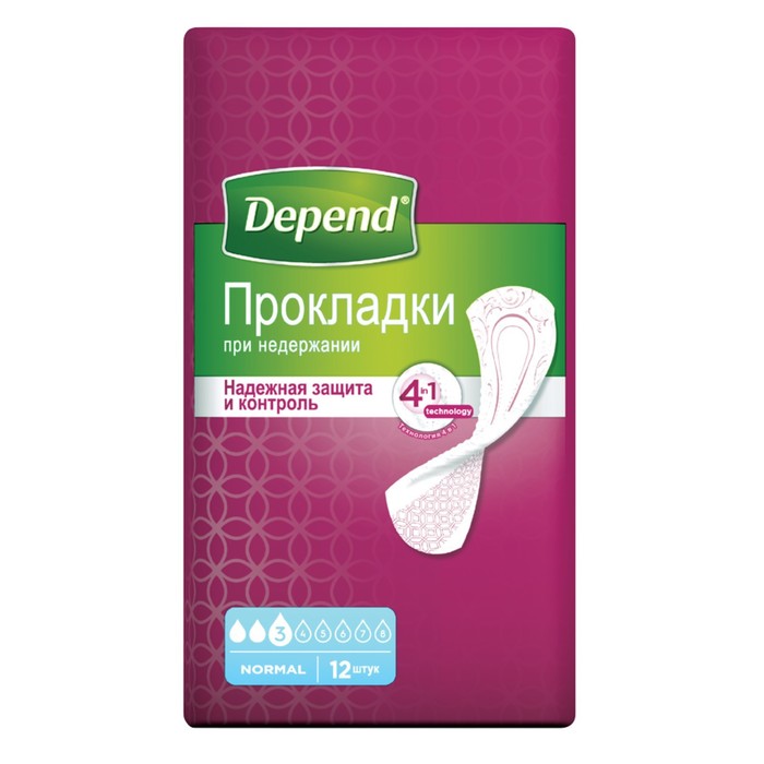 Depend прокладки при недержании женские Normal 12 шт