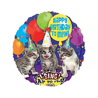 Шар фольгированный 28" Happy Birthday "Кошки", музыкальный, круг Шар фольгированный 28" Happy Birthday "Кошки", музыкальный, круг