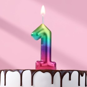 Свеча восковая для торта "Акварельная", цифра "1"