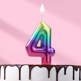Свеча восковая для торта "Акварель" цифра 4
