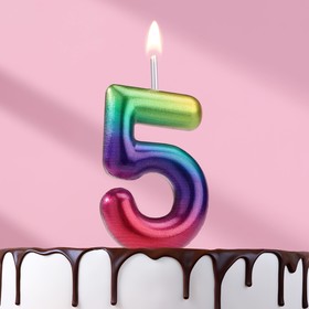 Свеча восковая для торта "Акварельная", цифра "5"
