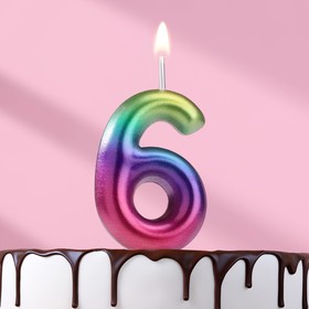 Свеча восковая для торта "Акварель" цифра 6