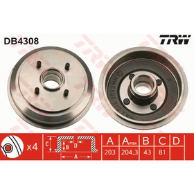 Барабан тормозной  TRW DB4308 3234104