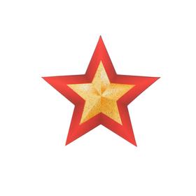 Открытка-мини "Звезда" золотая с красной окантовкой