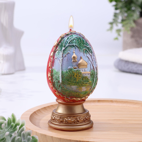 Декоративная свеча «Пасхальное яйцо с берёзой»