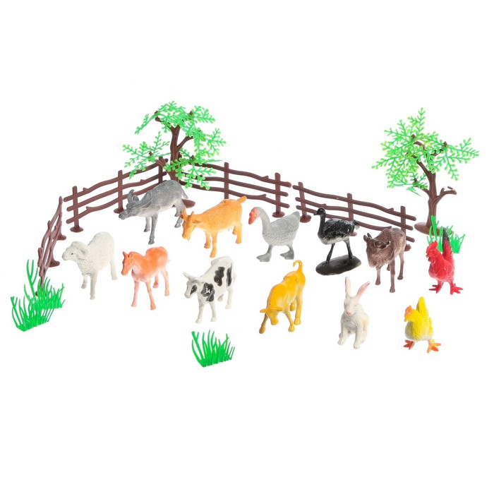 Набор животных «Моя ферма», с аксессуарами, 12 фигурок