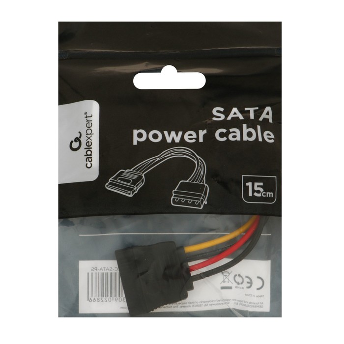 Кабель-переходник питания Cablexpert CC-SATA-PS, Molex(4pin)(m)-SATA(15pin)(f), 0.15 м - фото 51158569