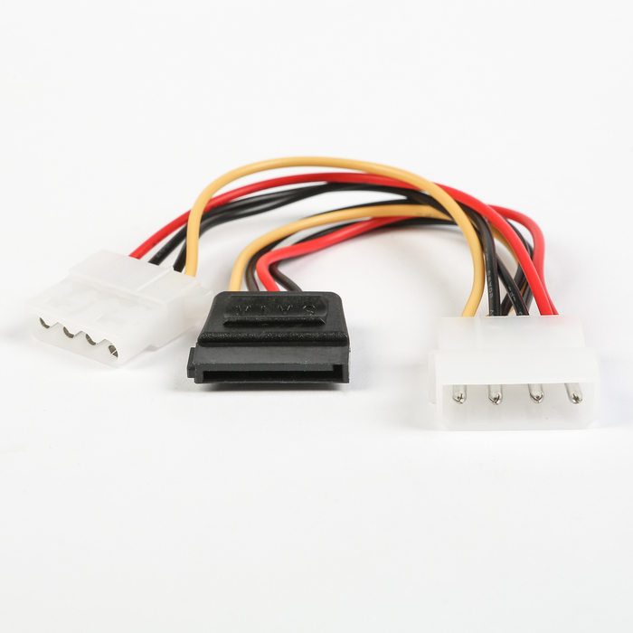 Кабель питания SATA Cablexpert, molex 4pin/molex 4pin+sata 15pin, на 2 устройства, 15см