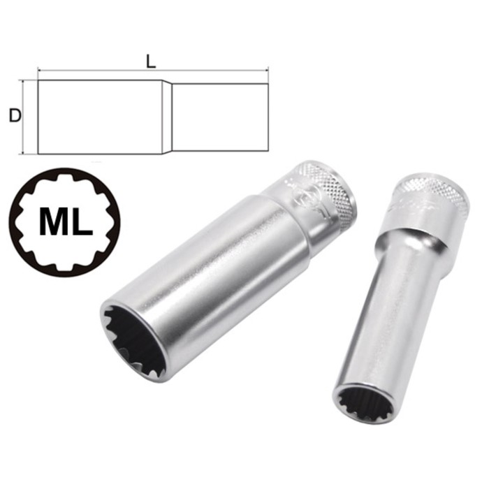 Головка торцевая AIST, глубокая, 30 мм-1.3/16&quot;-Е38, 1/2&quot;, профиль MULTILOCK