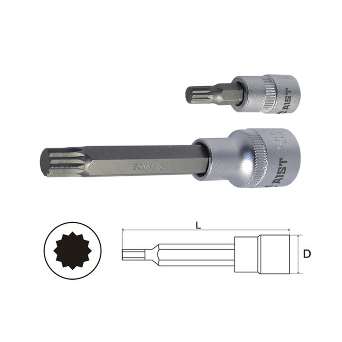 Головка-бита AIST, 12-лучевая, М10, 1/2&quot;, L=10 см