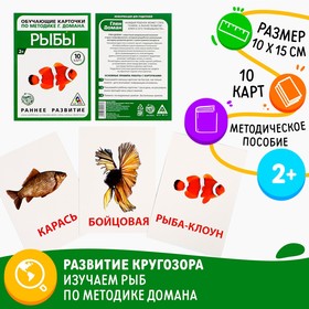 Обучающие карточки по методике Г. Домана «Рыбы», 10 карт, А6 в Донецке