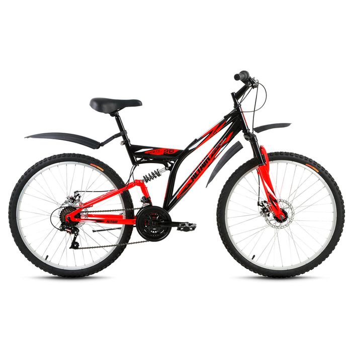 Велосипед 26&quot; Altair MTB FS 26 disc, 2017, цвет черный/красный, размер 16&quot;