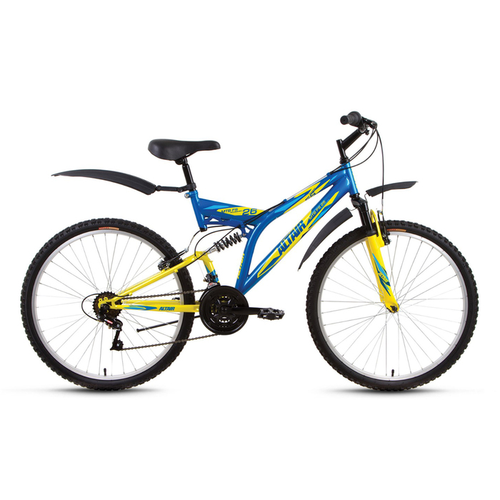 Велосипед 26&quot; Altair MTB FS 26, 2018, цвет синий/желтый, размер 16&quot;