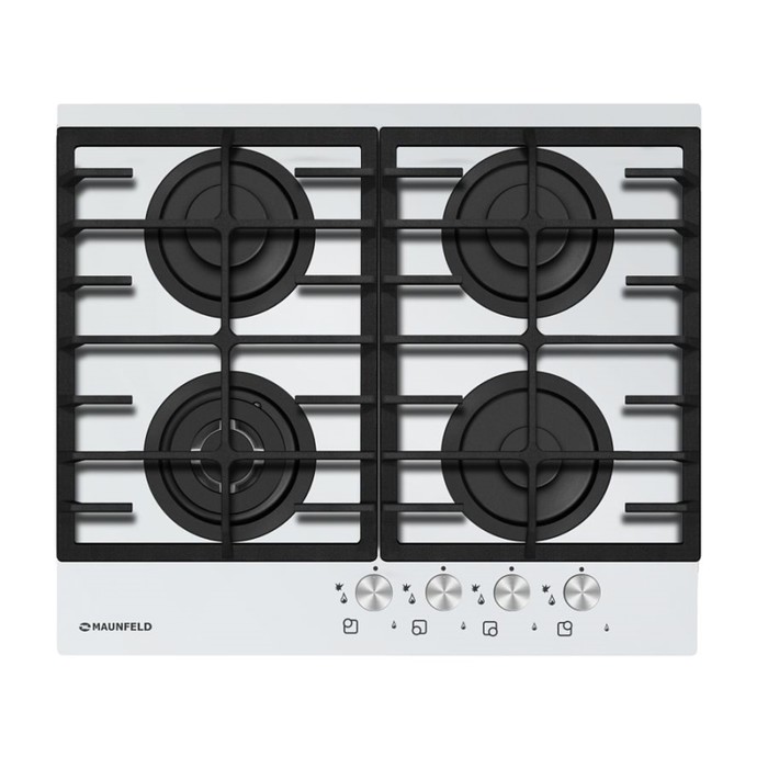 Варочная поверхность Maunfeld MGHG.64.17W, газовая, 4 конфорки, белое стекло