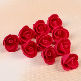 Набор цветов для  декора "Роза", из фоамирана, D=2 см, 10 шт, красный
