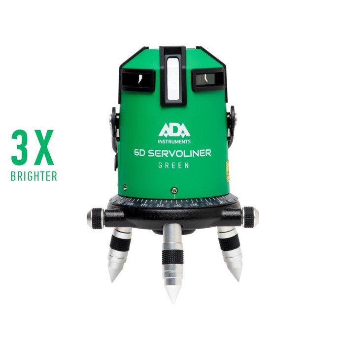 Нивелир лазерный ADA 6D Servoliner GREEN А00500, 4 луча, 50/10 м, ± 0.1 мм/м, кейс