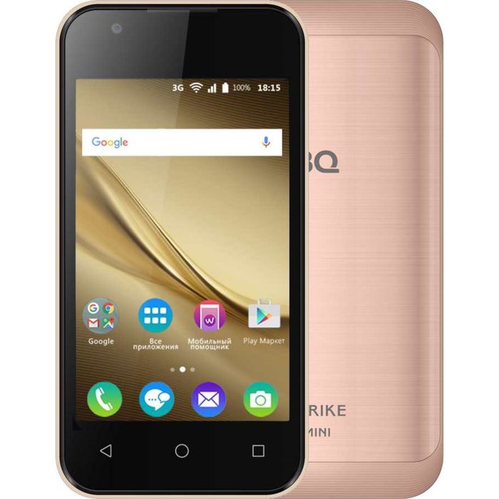 Смартфон BQ S-4072 Strike Mini Rose Gold Brushed 2sim, 4,0&quot; 800*480, 1GB+8Gb, 5Mp+2Mp   27254