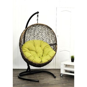 Кресло подвесное Lunar Coffee, зеленая подушка, стойка