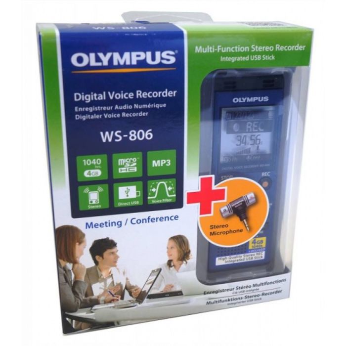 Диктофон Цифровой Olympus WS-806+ME-51S, 4 Гб, синий