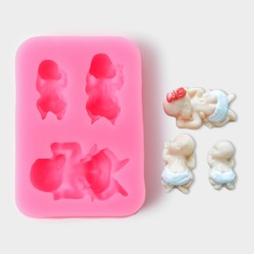 Молд силиконовый «Три малыша», 7,5x5x1,5 см, без выбора цвета